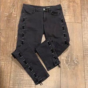 Blank NYC dark grey lace-up cropped jeans Size 26